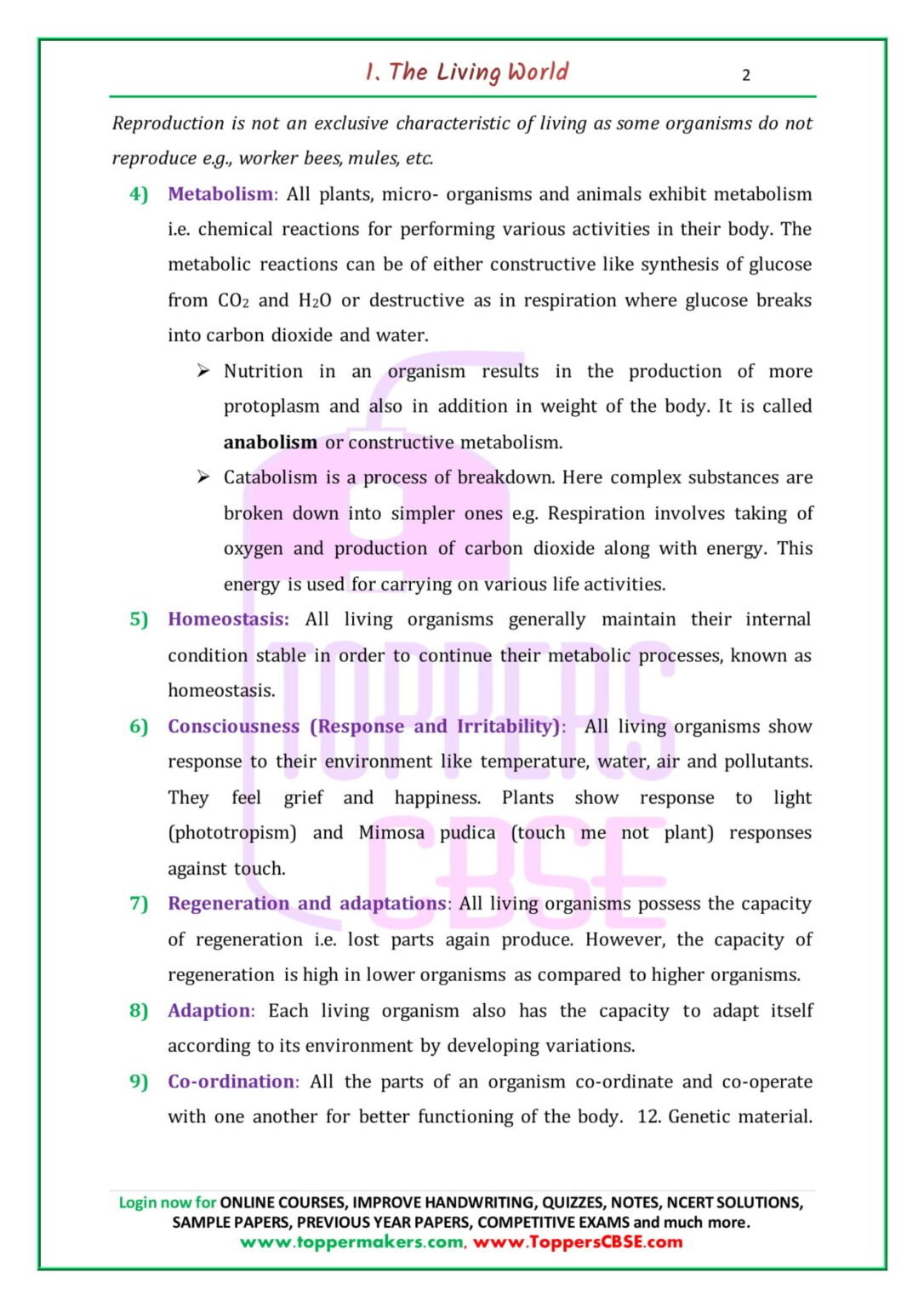 Class 11 Biology Chapter 1 Study Rankers