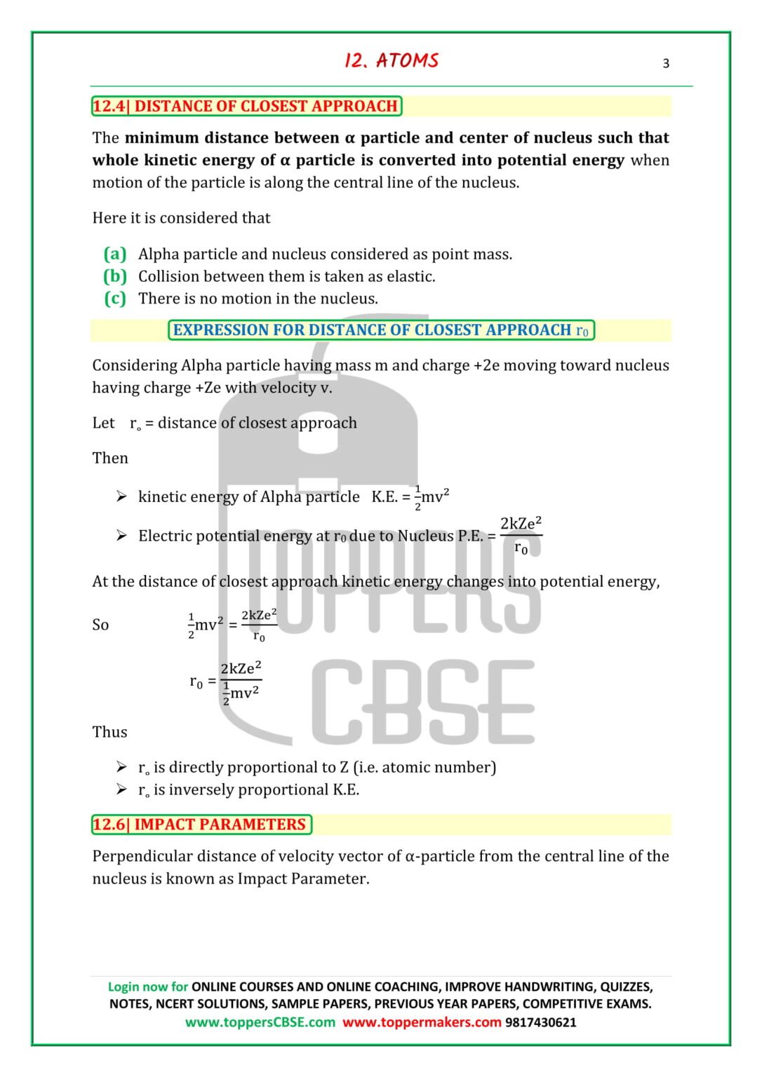 CBSE Class 12 Physics Notes of Chapter 12 | Toppers CBSE | Online ...