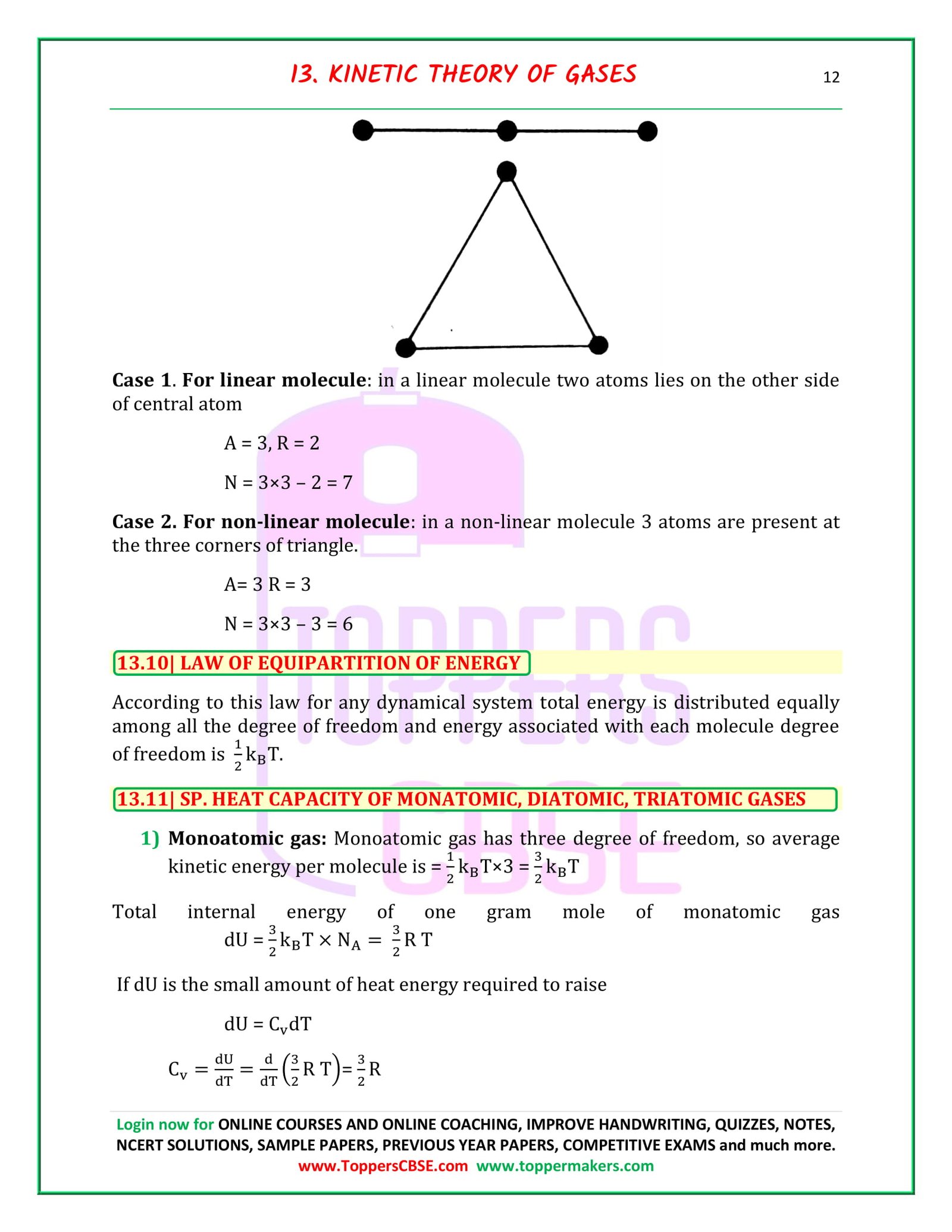 CBSE class 11 Physics Notes Chapter 13. Kinetic Theory of Gases ...