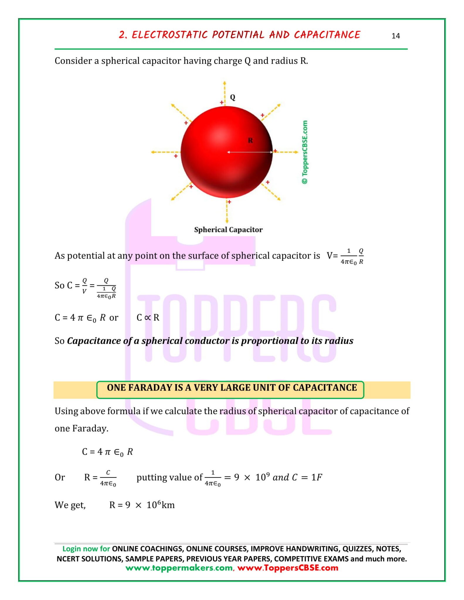 Class 12 Physics Notes Of Chapter 2 Electrostatic Potential And Capacitance Toppers Cbse 0292