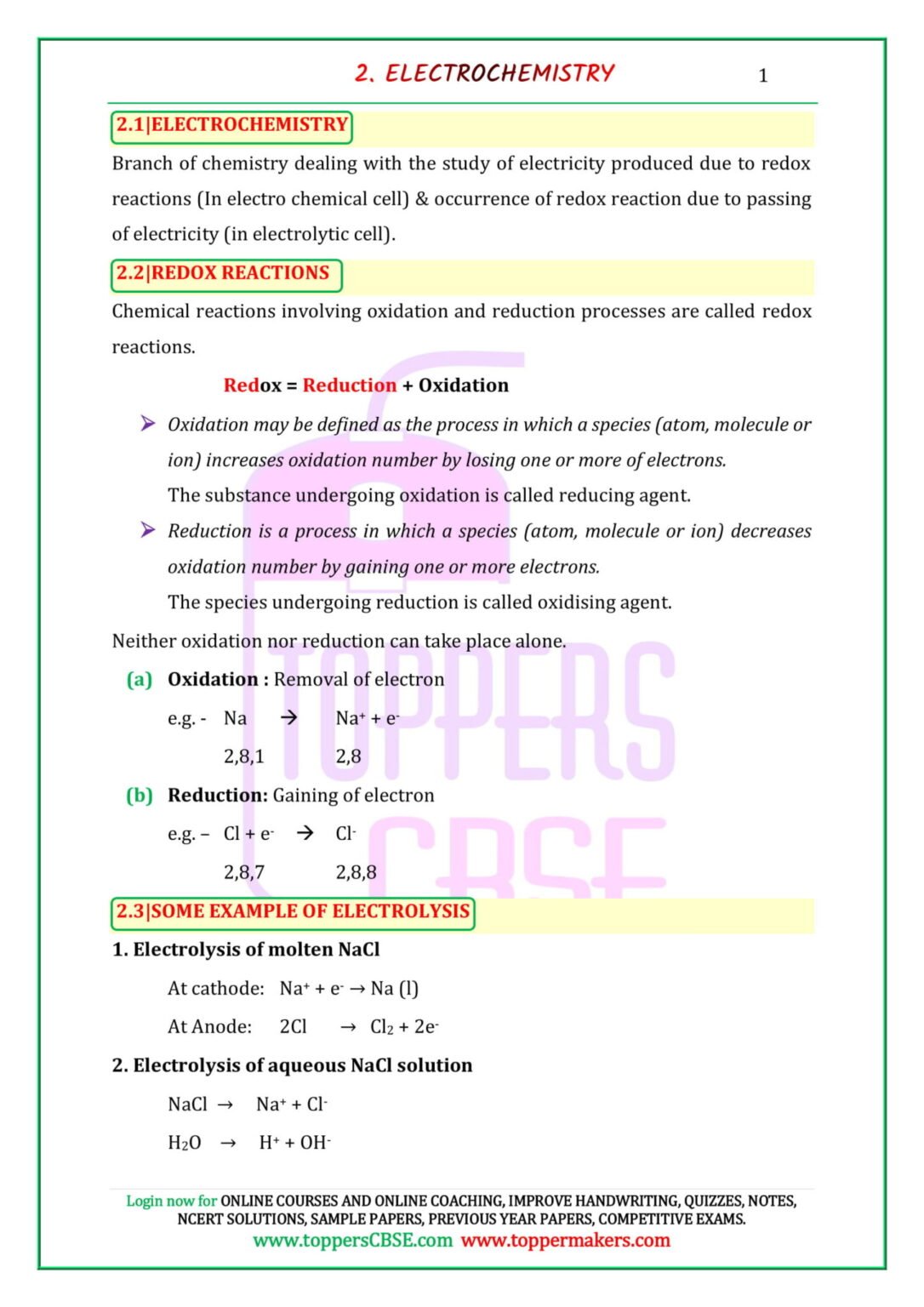 Class 12 Chemistry Notes Chapter 2 Electrochemistry | Toppers CBSE ...