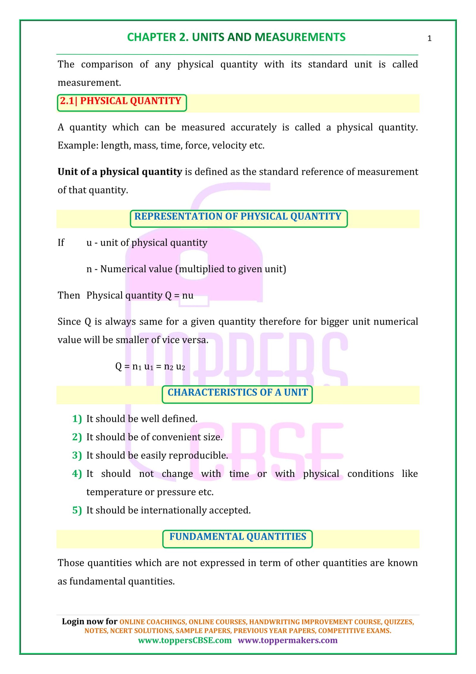 Unit And Measurements Class 11 Ncert Unacademy Bank2home