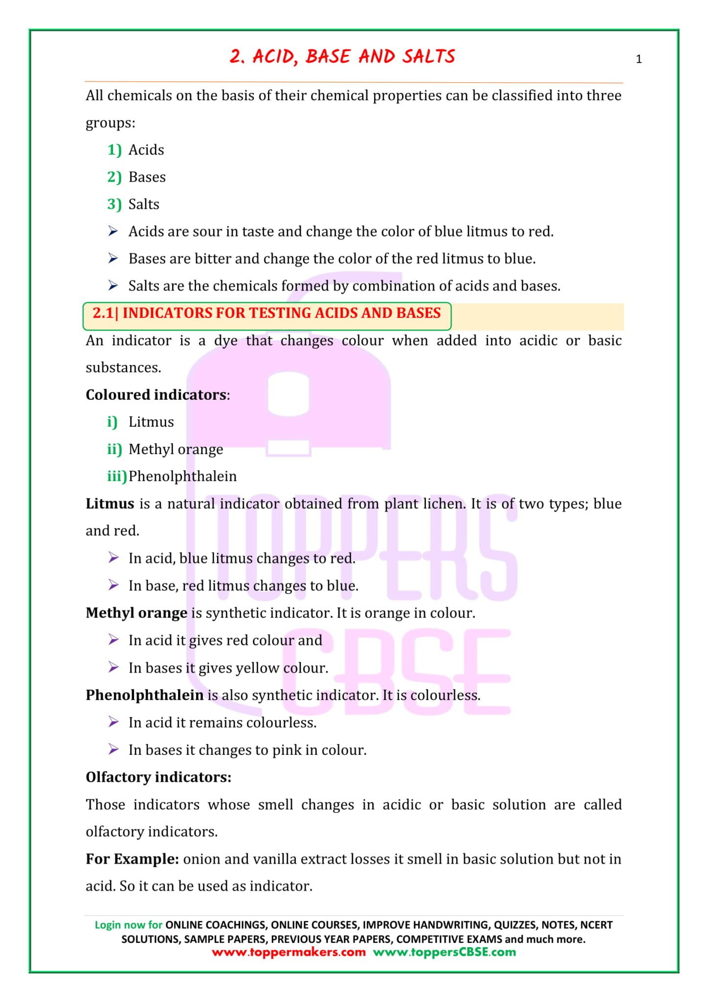 CBSE Class 10 Science Notes Chapter 2 Download in Pdf | Toppers CBSE ...