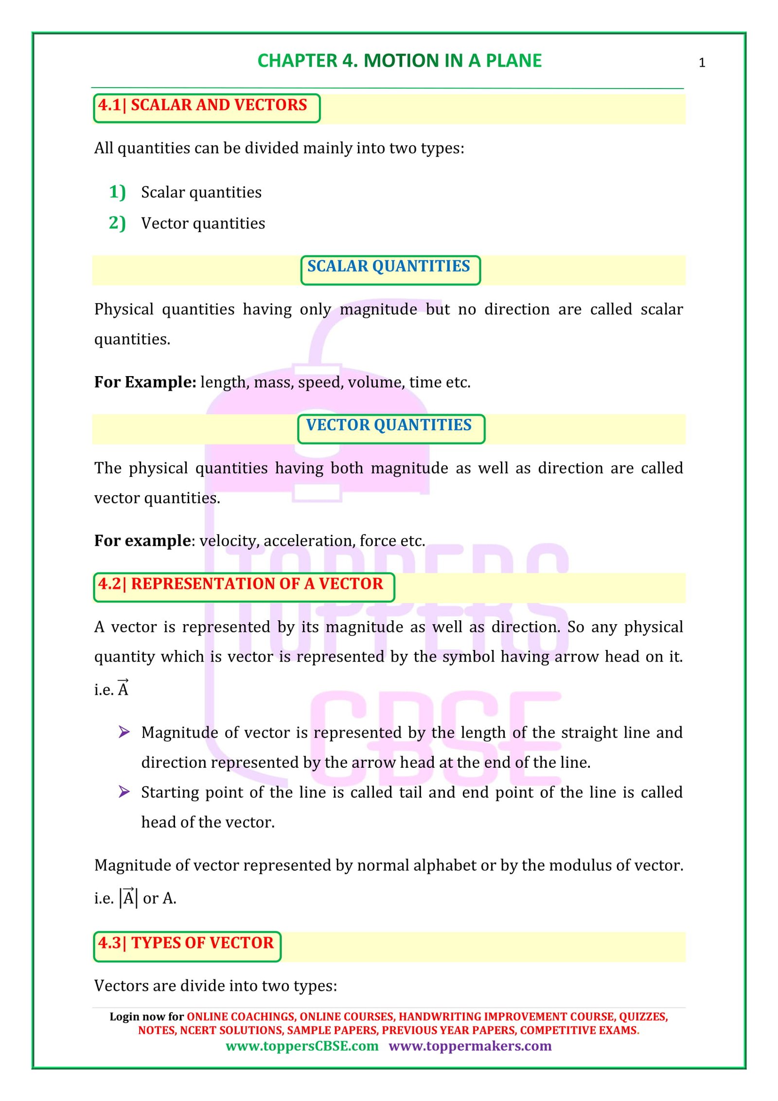 CBSE Class 11 Physics Notes With Derivations Toppers CBSE