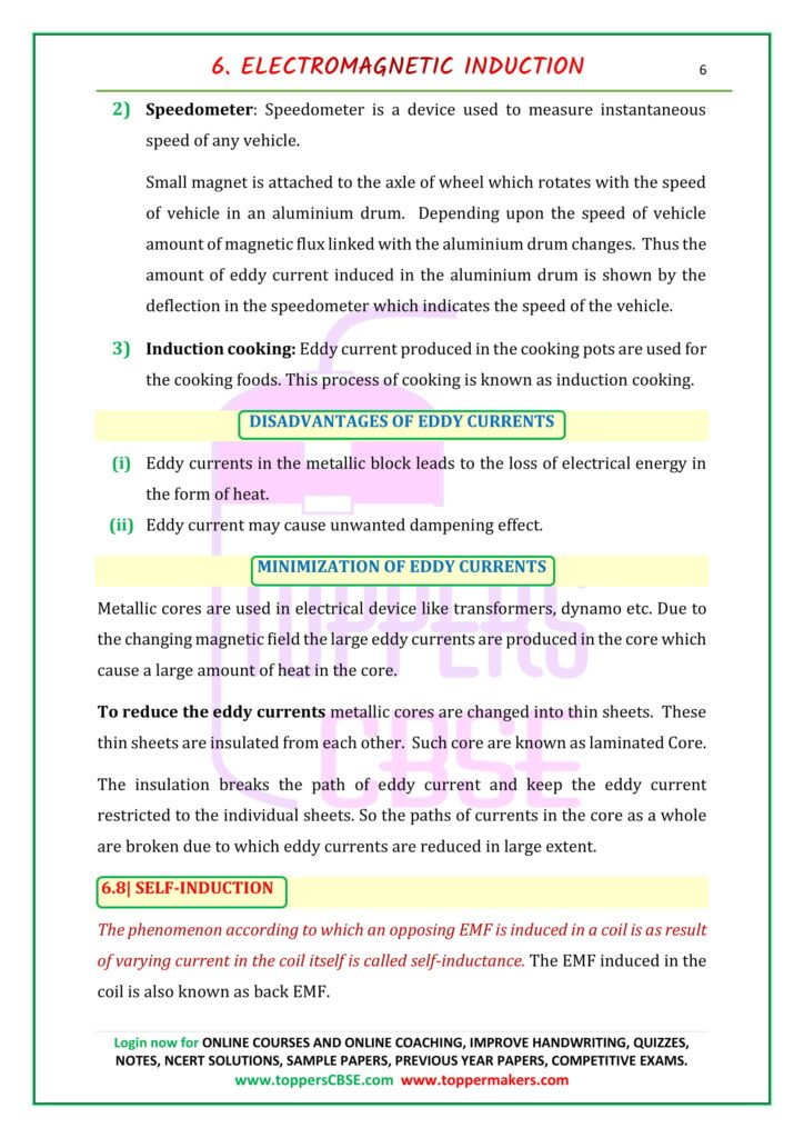 Class 12 Physics Notes Of Chapter 6 Electromagnetic Induction Toppers Class 12 Physics Notes Of Chapter 6 Electromagnetic Induction Toppers