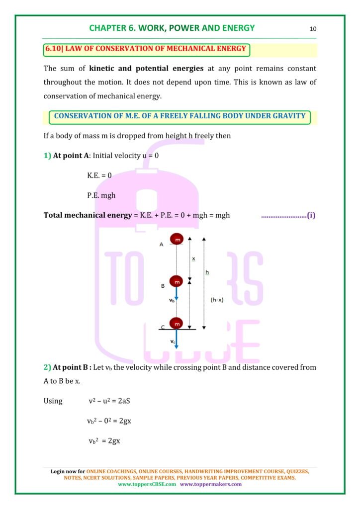CBSE class 11 Physics Notes Chapter 6 Work, Energy and Power | Toppers ...