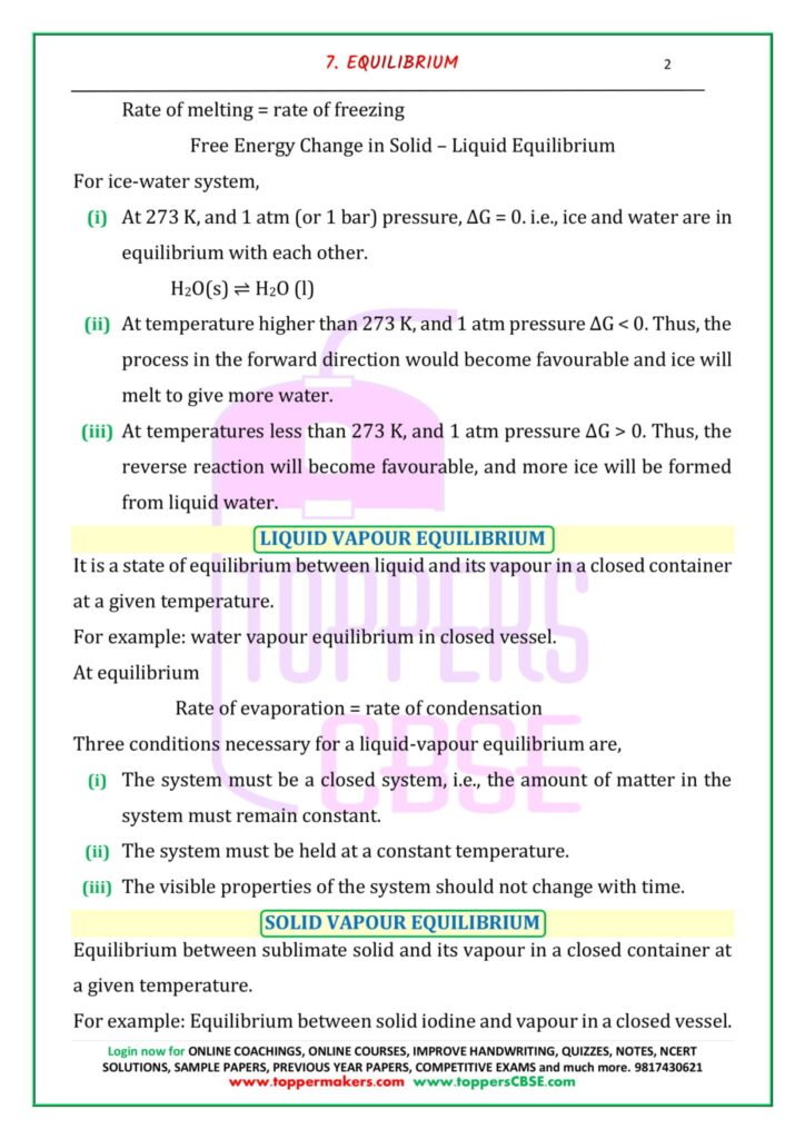 Class 11 Chemistry Notes Chapter 7 Equilibrium | Toppers CBSE | Online ...