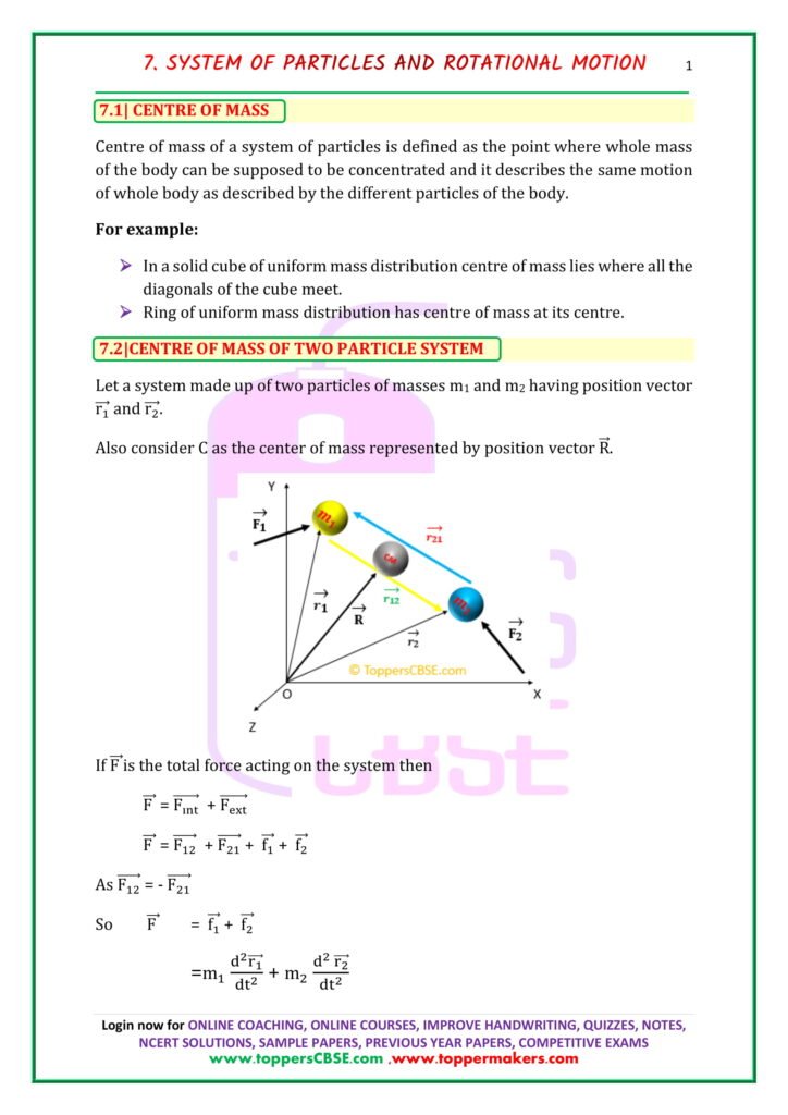 CBSE Class 11 Physics Notes Chapter 7. System Of Particles And ...