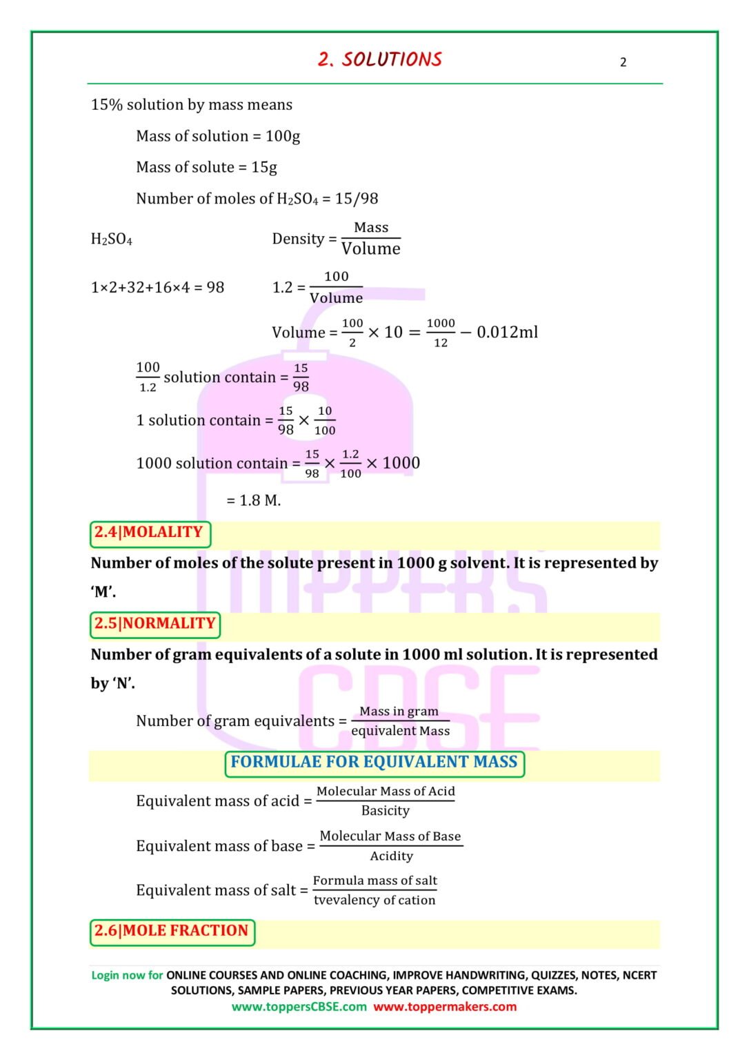 Class 12 Chemistry Notes Download In PDF | Toppers CBSE