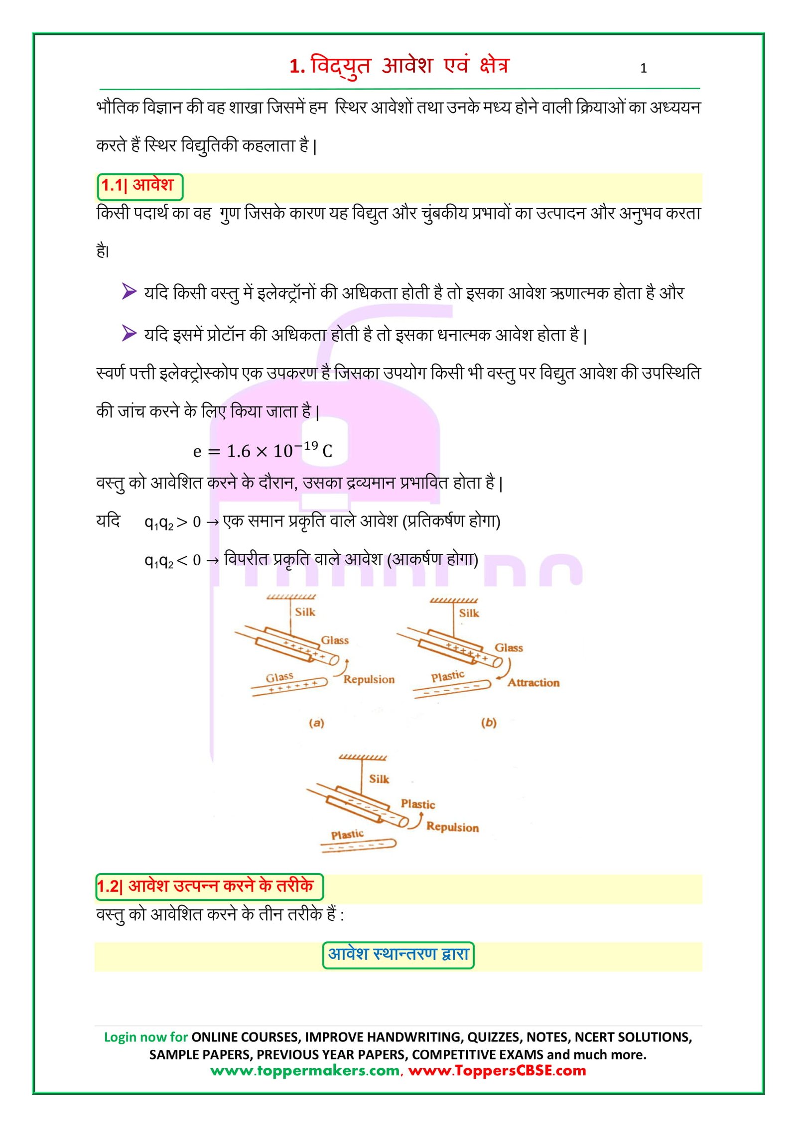 class 12 physics notes in hindi